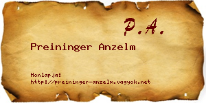 Preininger Anzelm névjegykártya